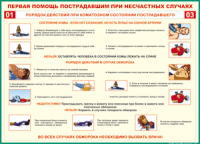 Таблица "Порядок действий при коматозном состоянии пострадавшего" (100х140 сантиметров, винил) - fgospostavki.ru - Александров