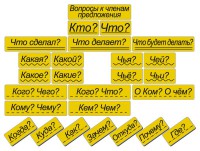 Набор магнитных карточек "Вопросы к членам предложения" (фон жёлтый) - fgospostavki.ru - Александров
