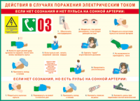 Таблица "Действия в случае поражения электрическим током" (100х140 сантиметров, винил) - fgospostavki.ru - Александров