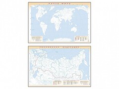 Фрагмент (демонстрационный) маркерный (двухсторонний) "Карта мира и Российской Федерации" (немая) с комплектом тематических магнитов - fgospostavki.ru - Александров