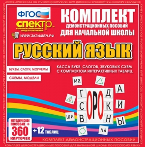 Динамические раздаточные пособия. Русский язык (комплект демонстрационных материалов). Касса букв, слогов, звуковых схем с набором интерактивных таблиц. - fgospostavki.ru - Александров