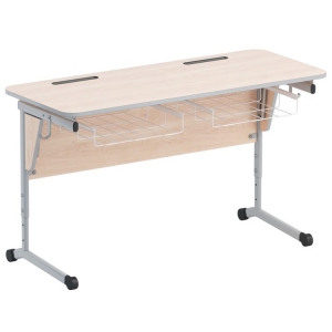 Стол ученический двухместный с наклоном столешницы (0-24°) и корзиной - fgospostavki.ru - Александров