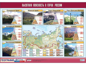 Таблица демонстрационная "Высотная поясность в горах России" (винил 100*140) - fgospostavki.ru - Александров