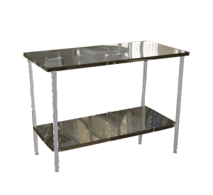 Стол на металлическом каркасе с полкой 600*1500*750(900) - fgospostavki.ru - Александров