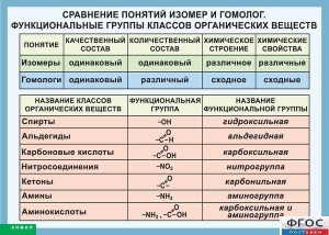 Таблица. Сравнение понятий изомер и гомолог. Функциональные группы классов органических веществ. - fgospostavki.ru - Александров