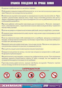 Таблица демонстрационная "Правила поведения на уроках химии" (винил 100х140) - fgospostavki.ru - Александров