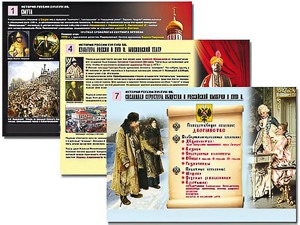 Комплект таблиц по истории "История России XVI - XVIII вв." раздаточные (цветные, ламинированные, А4, 10 штук) - fgospostavki.ru - Александров