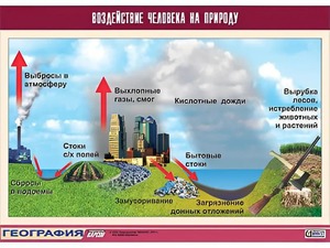 Таблица демонстрационная "Воздействие человека на природу" (винил 100*140) - fgospostavki.ru - Александров