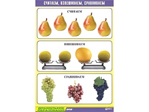 Таблица демонстрационная "Считаем, взвешиваем, сравниваем" (винил 70x100) - fgospostavki.ru - Александров