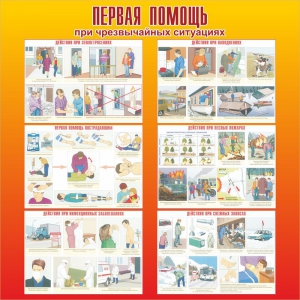 Стенд "Первая помощь при чрезвычайных ситуациях" - fgospostavki.ru - Александров