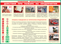 Таблица "Действия при пожаре на предприятии" (100х140 сантиметров, винил) - fgospostavki.ru - Александров