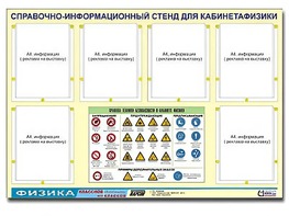 Стенд информационный "Правила техники безопасности в кабинете физики" (80х110, 6 карманов) - fgospostavki.ru - Александров
