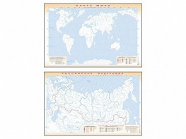 Фрагмент (демонстрационный) маркерный (двухсторонний) "Карта мира и Российской Федерации" (немая) с комплектом тематических магнитов - fgospostavki.ru - Александров